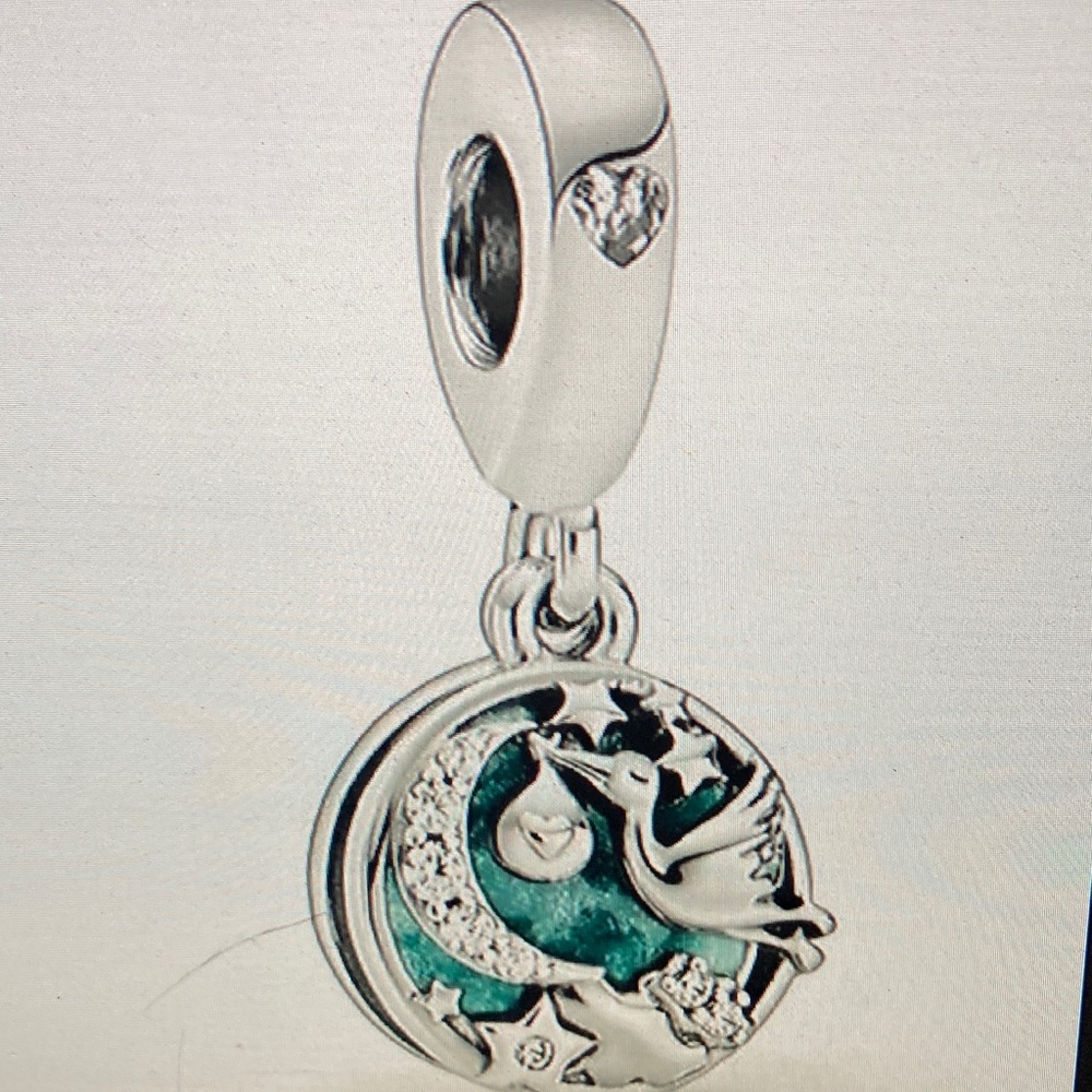 Pandora Silver and Green Charm Bracelet